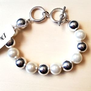 Dillard's Faux Pearl and Silver Bracelet